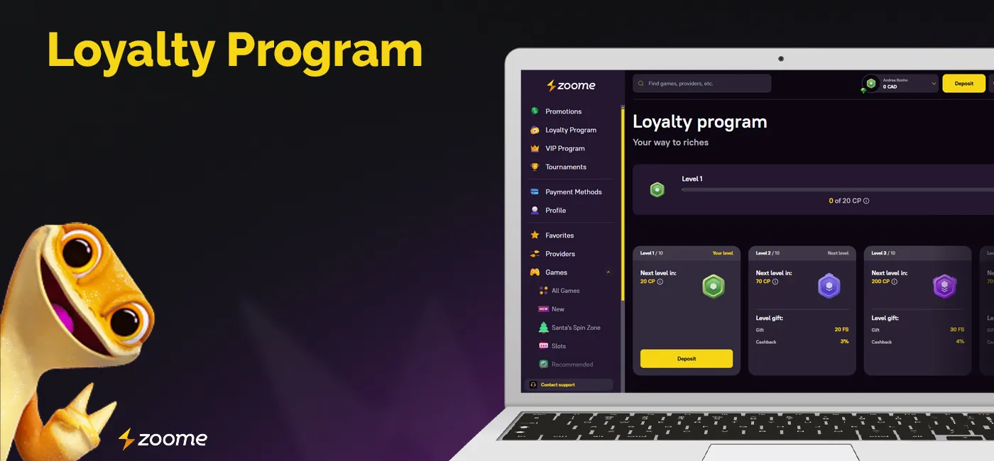 Loyalty programme available at Zoome online casino