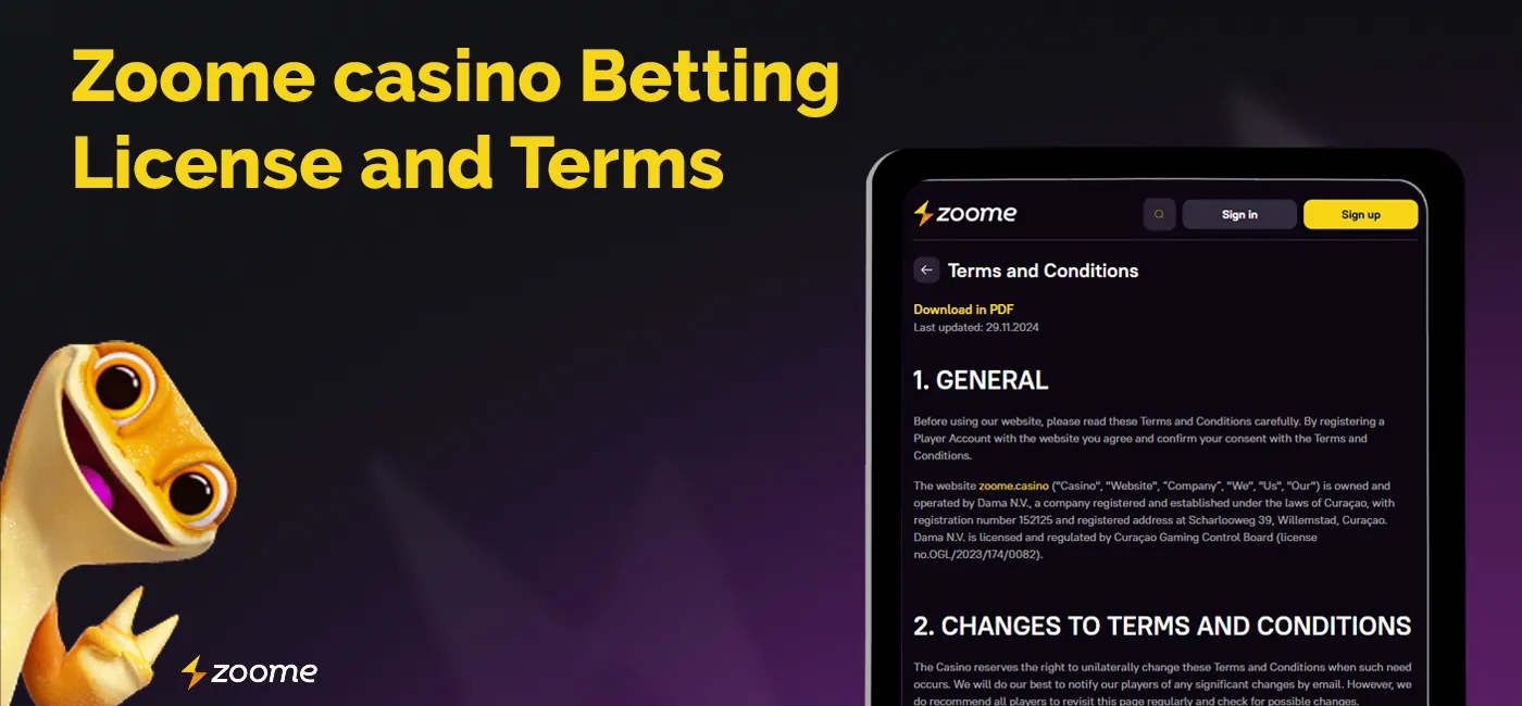 Zoome online casino licence and terms of use 