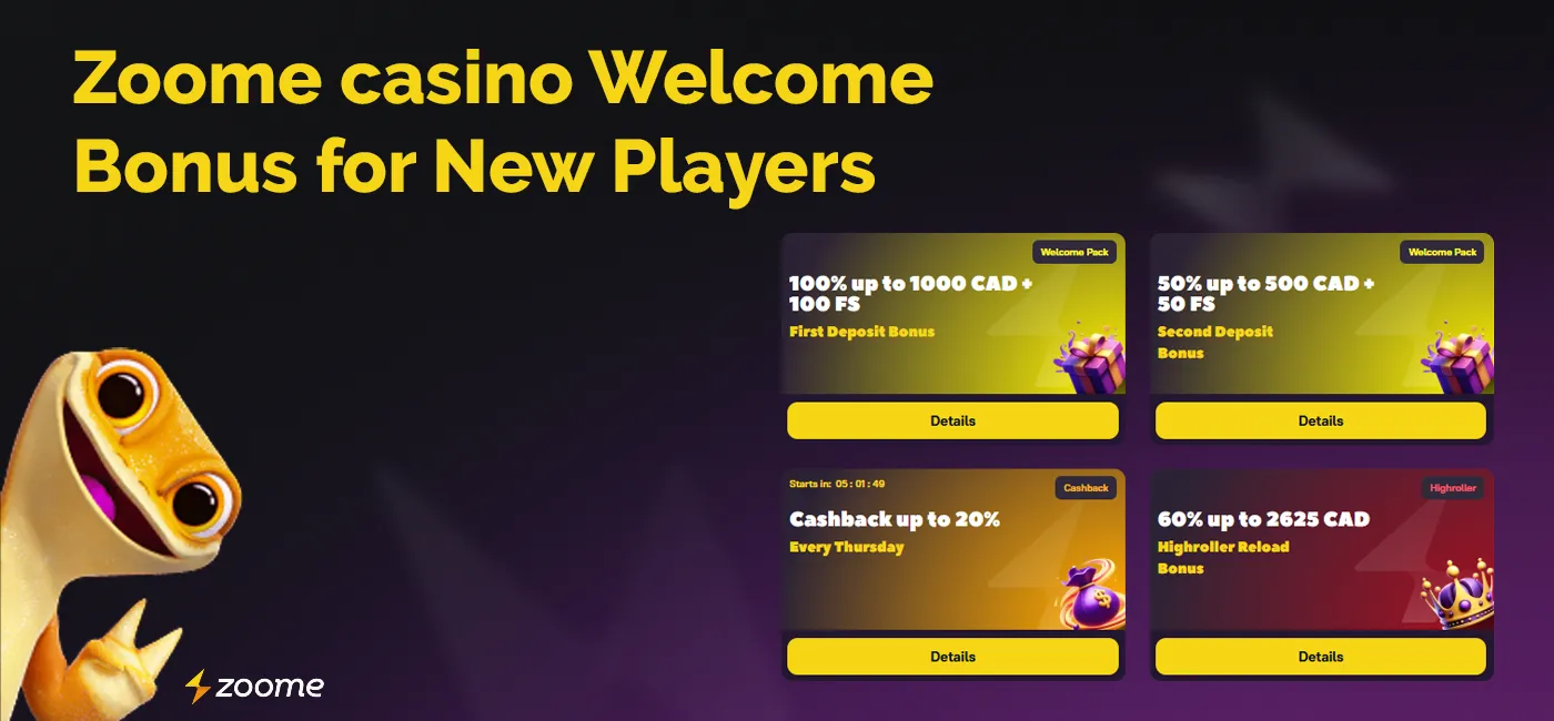 Welcome bonus for Zoome casino users from Canada